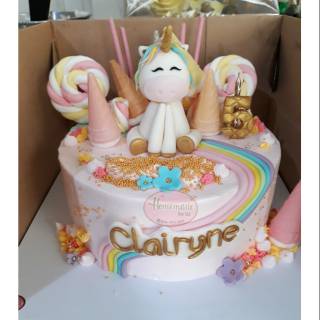 Kue Ulang Tahun Unicorn Pink - Paimin Gambar